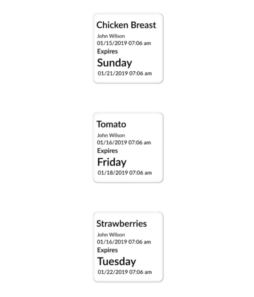 Food prep labels