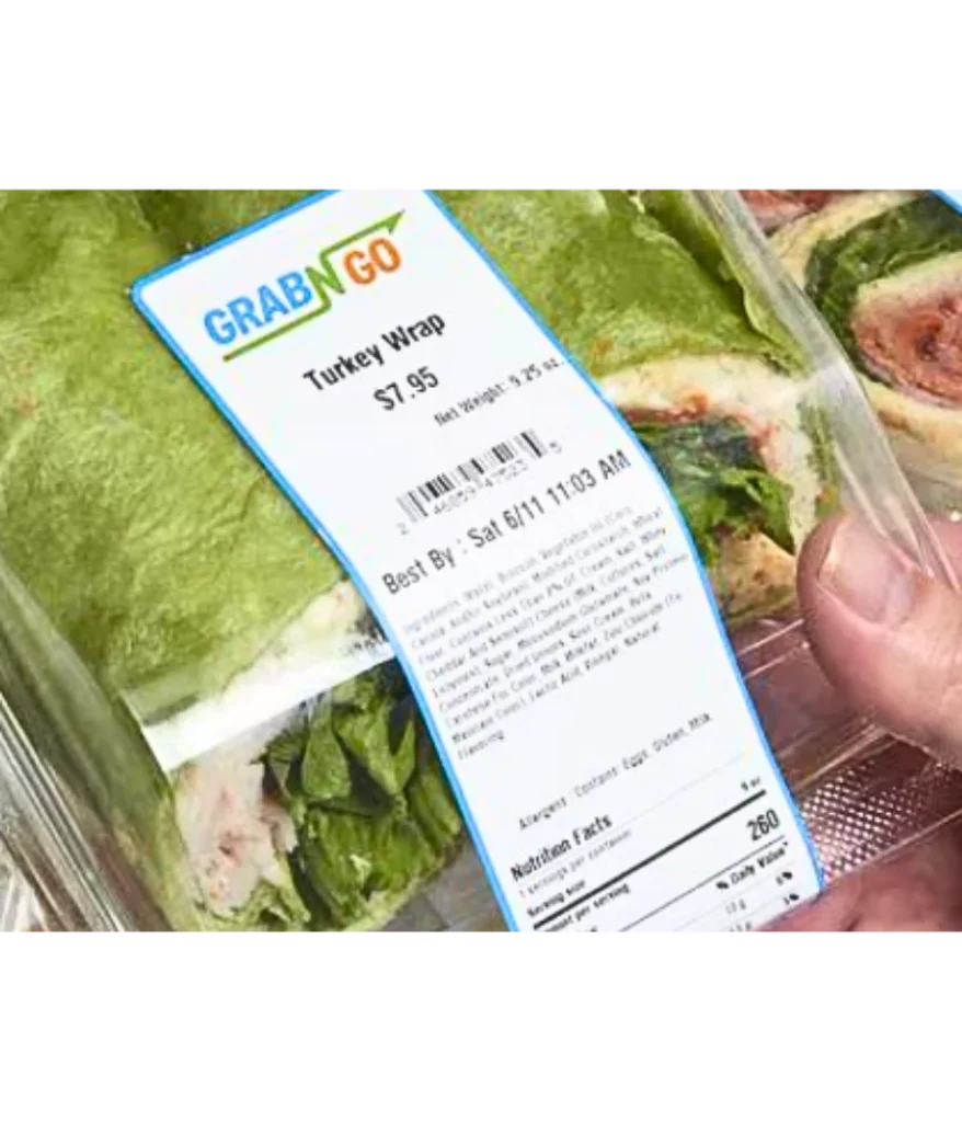 Grab n go label on wrap