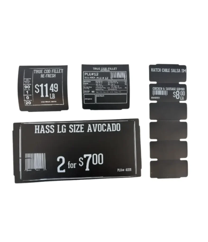 Black shelf labels