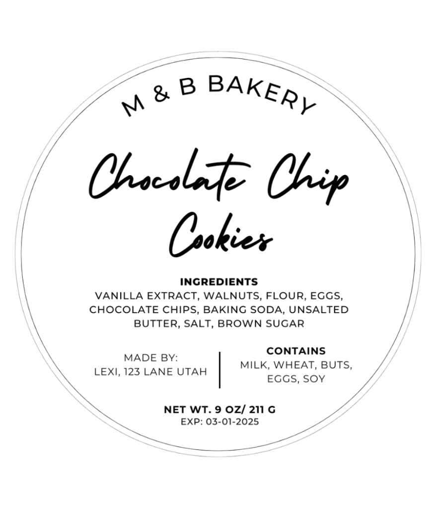 Chocolate cookies label