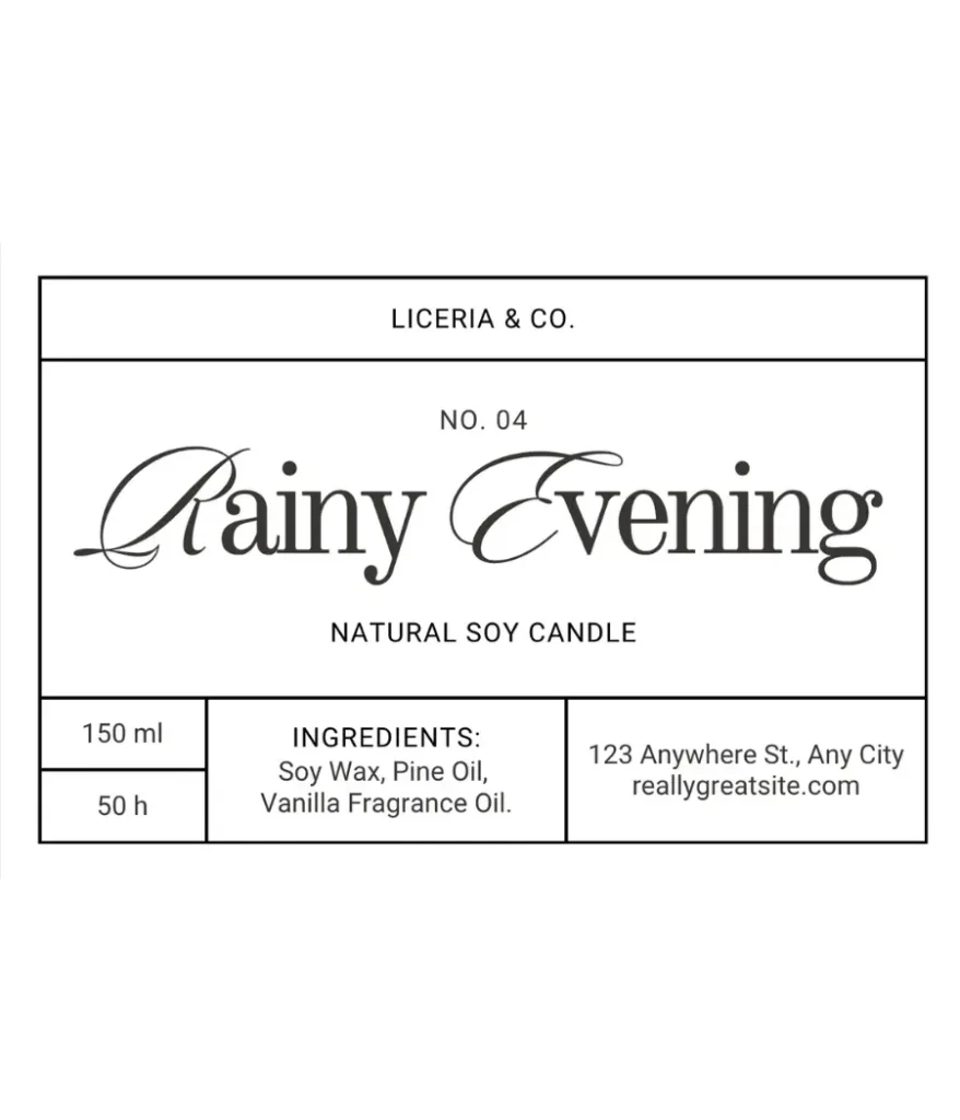 Rainy evening candle label