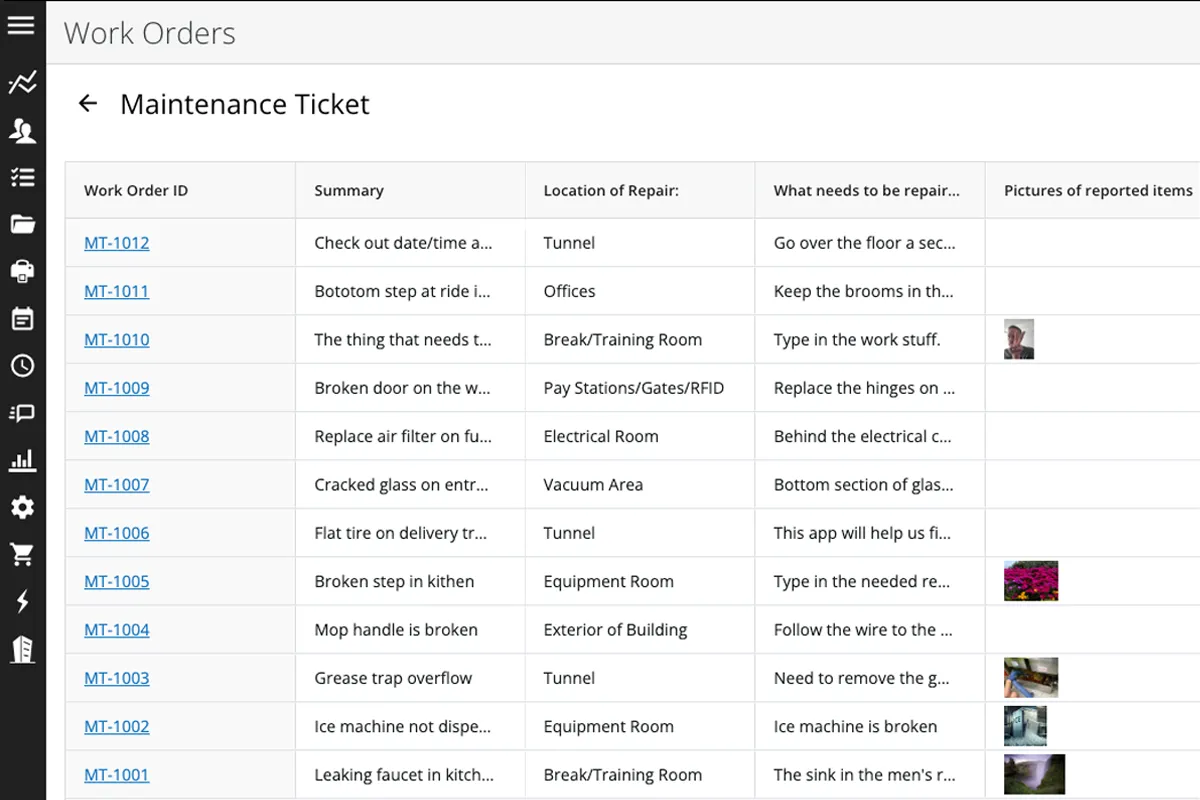 Work orders maintenance tickets