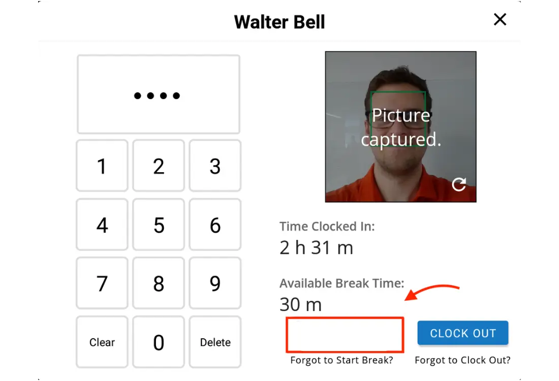 Time clock missed punch